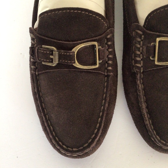 RALPH LAUREN PURPLE LABEL COCOA BROWN SUEDE DRIVING LOAFER MOCCASINS SIZ… - Picture 3 of 15